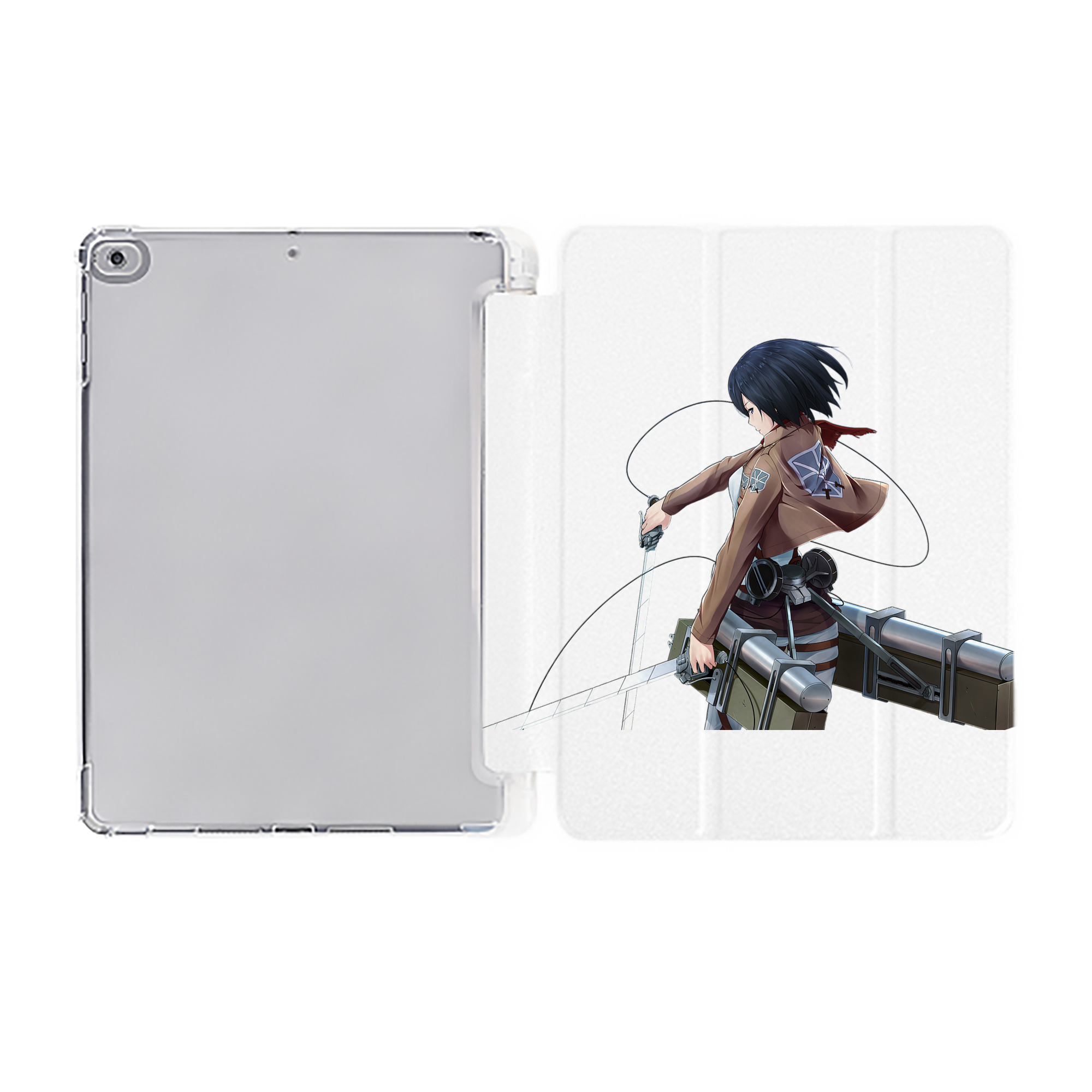 （画像用） 進撃の巨人 ミカサ·アッカーマン Attack on Titan Mikasa Ackerman IPad ケース ペン収納付き 三つ折りスタンド PUレザー×シリコン 対応機種9.5/10.5/10.9インチ